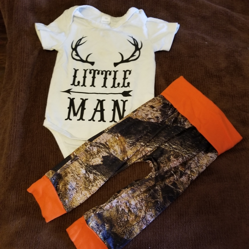Baby boy camo hunter little man outfit